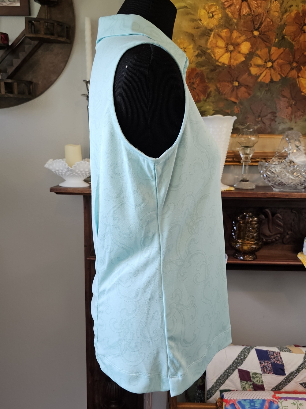 Nike Golf Dri-FIT Sleeveless Polo Shirt Aqua Jacquard NWT Women's Medium - Picture 4 of 8